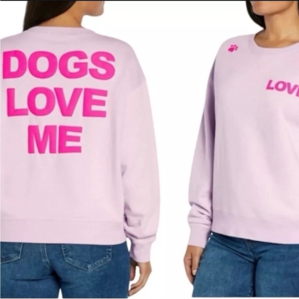 Wildfox Dogs Love Me Light Purple Oversized Sweatshirt L